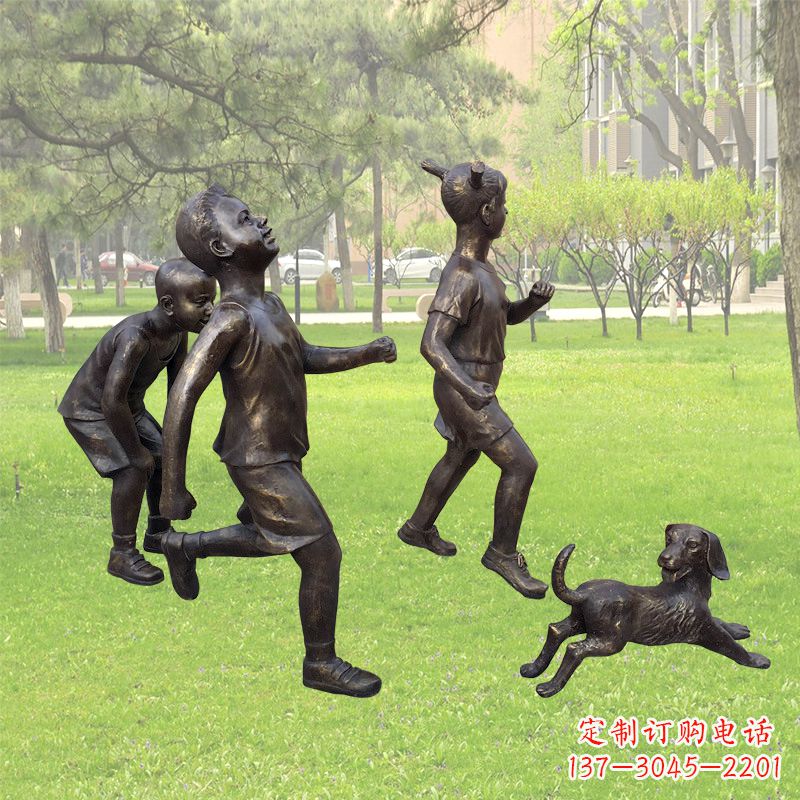 益阳仿铜跑步小孩雕塑