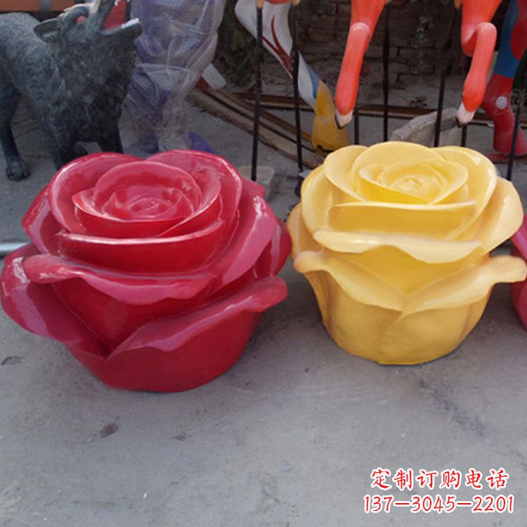 益阳精美仿真玻璃钢玫瑰雕塑