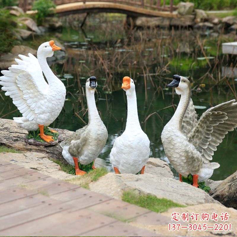 益阳仿真大白鹅摆件花园庭院农场动物雕塑摆件