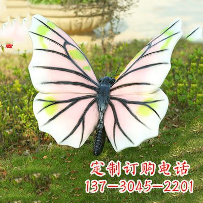 益阳浅粉白色仿真蝴蝶雕塑
