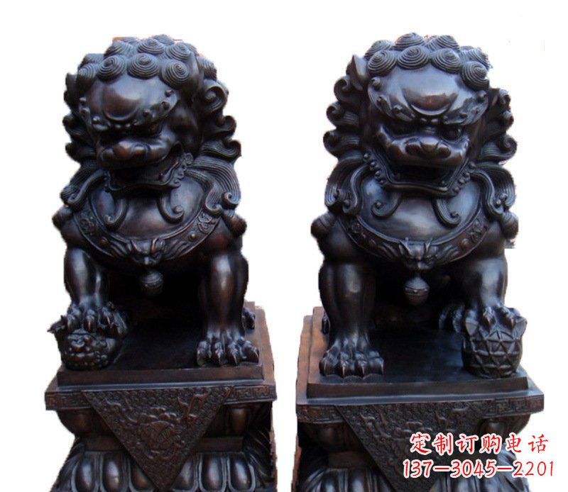 益阳风水纯铜故宫狮子摆件铜雕塑