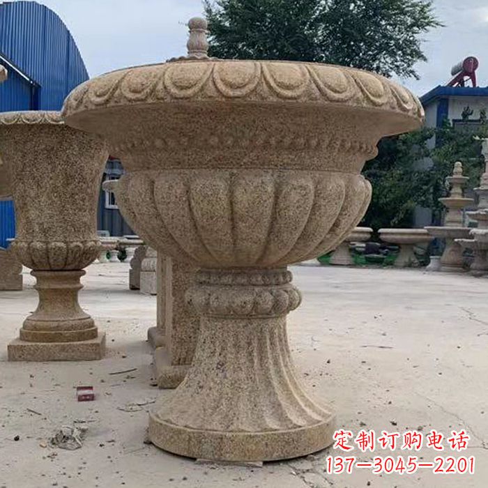益阳优雅高墩欧式石雕花盆
