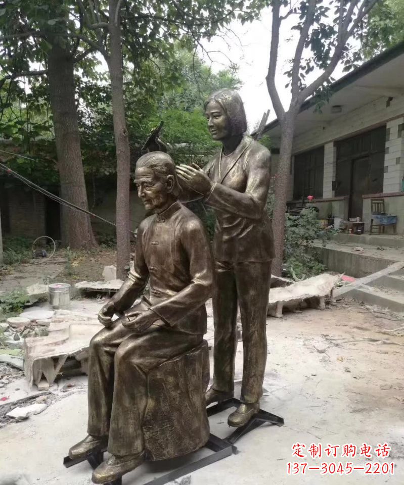 益阳产品名称纪念母亲的梳头人物铜雕