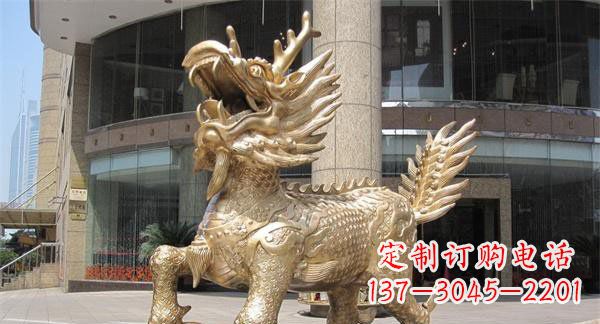 益阳中领雕塑,定制精美麒麟神兽铜雕