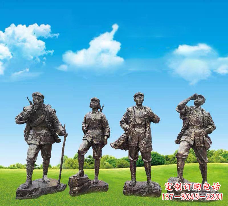 益阳青铜雕刻-八路军战士雕塑