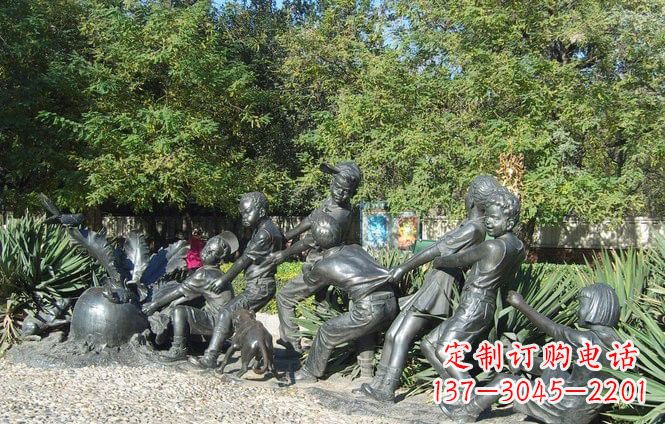 益阳铜雕萝卜儿童拔萝卜雕塑