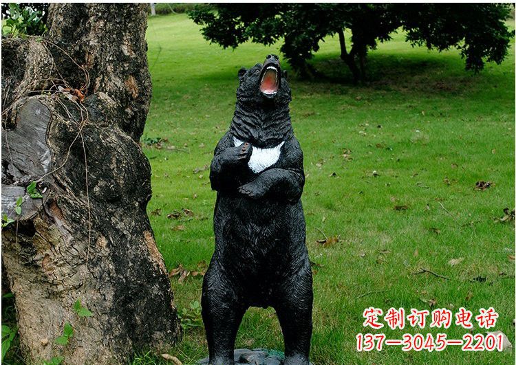 益阳公园风情玻璃钢仿真黑熊雕塑