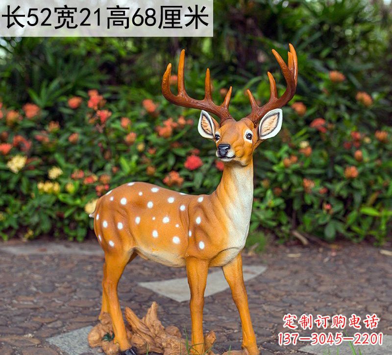 益阳精美制作玻璃钢仿真梅花鹿雕塑