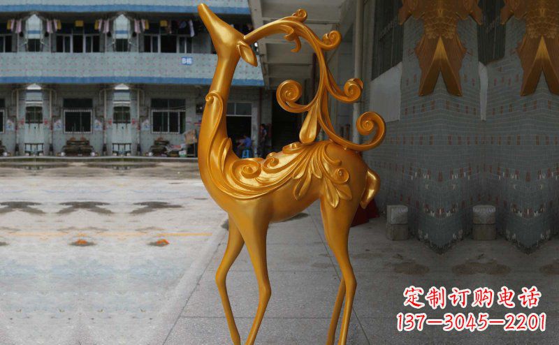 益阳玻璃钢小鹿雕塑,装饰公园美景