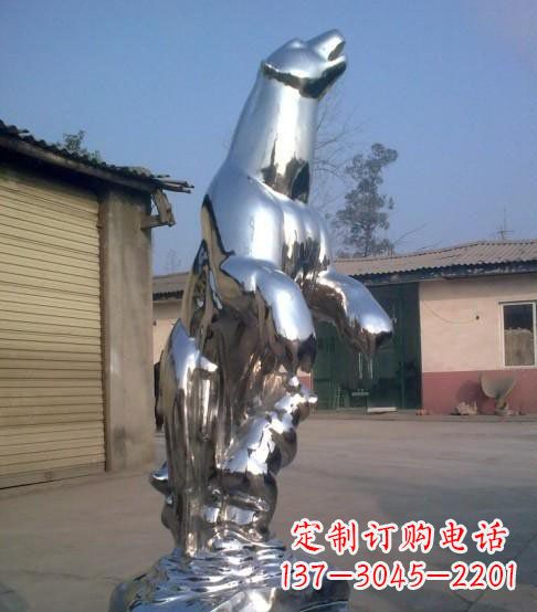益阳公园不锈钢抽象北极熊动物雕塑
