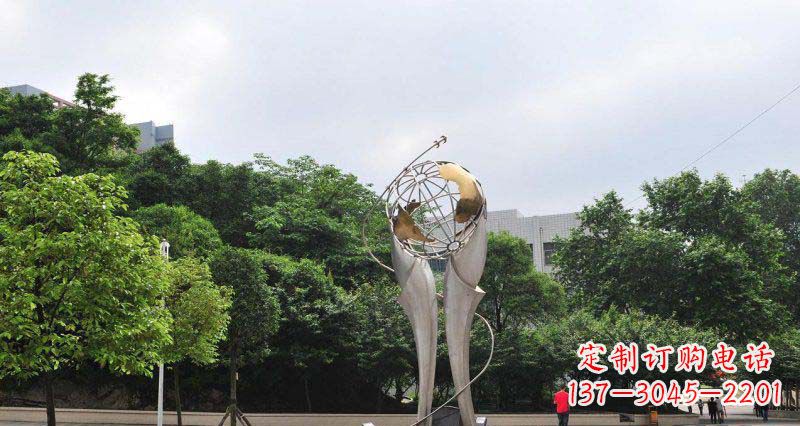 益阳中领雕塑精致大气的不锈钢地球雕塑