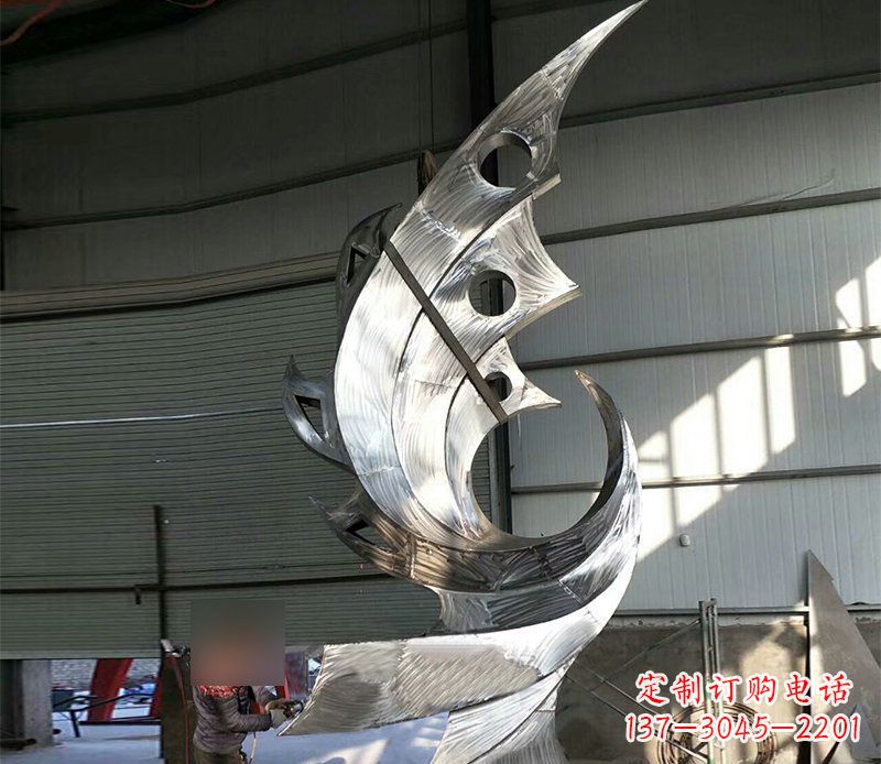 益阳公园不锈钢抽象凤凰景观雕塑 (3)