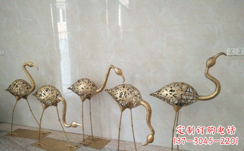 益阳不锈钢抽象火烈鸟动物雕塑
