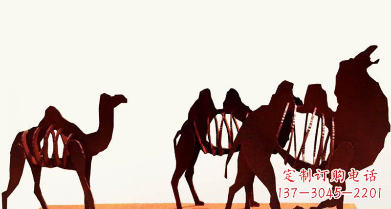 益阳放飞梦想的骆驼不锈钢抽象剪影雕塑