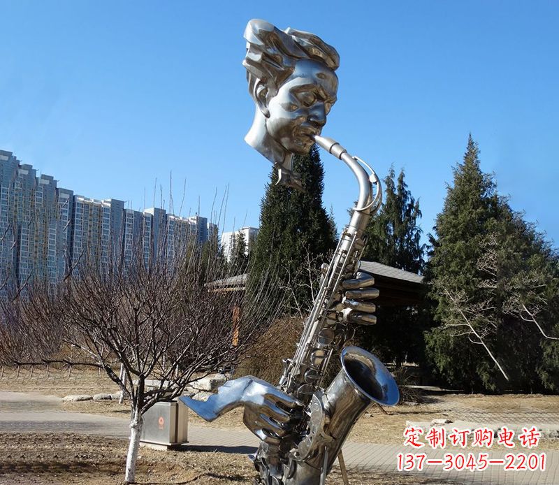 益阳纪念性不锈钢萨克斯头像雕塑