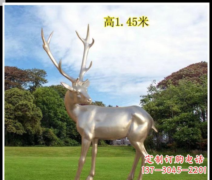 益阳高端室外不锈钢巨型动物鹿雕塑