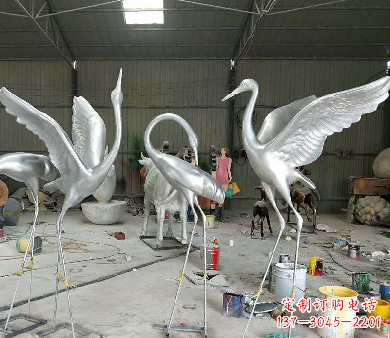 益阳艺术雕刻仙鹤不锈钢雕塑