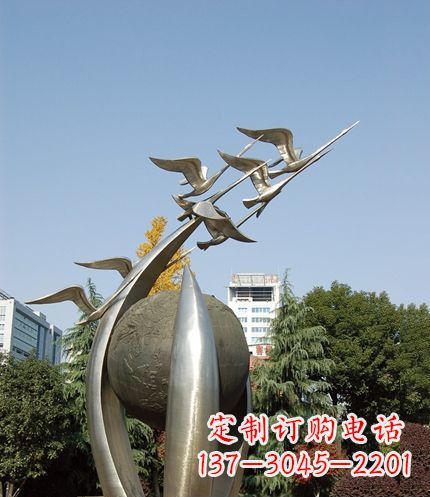 益阳唯美 大雁不锈钢雕塑