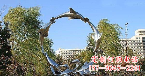 益阳华丽精致的不锈钢海豚雕塑
