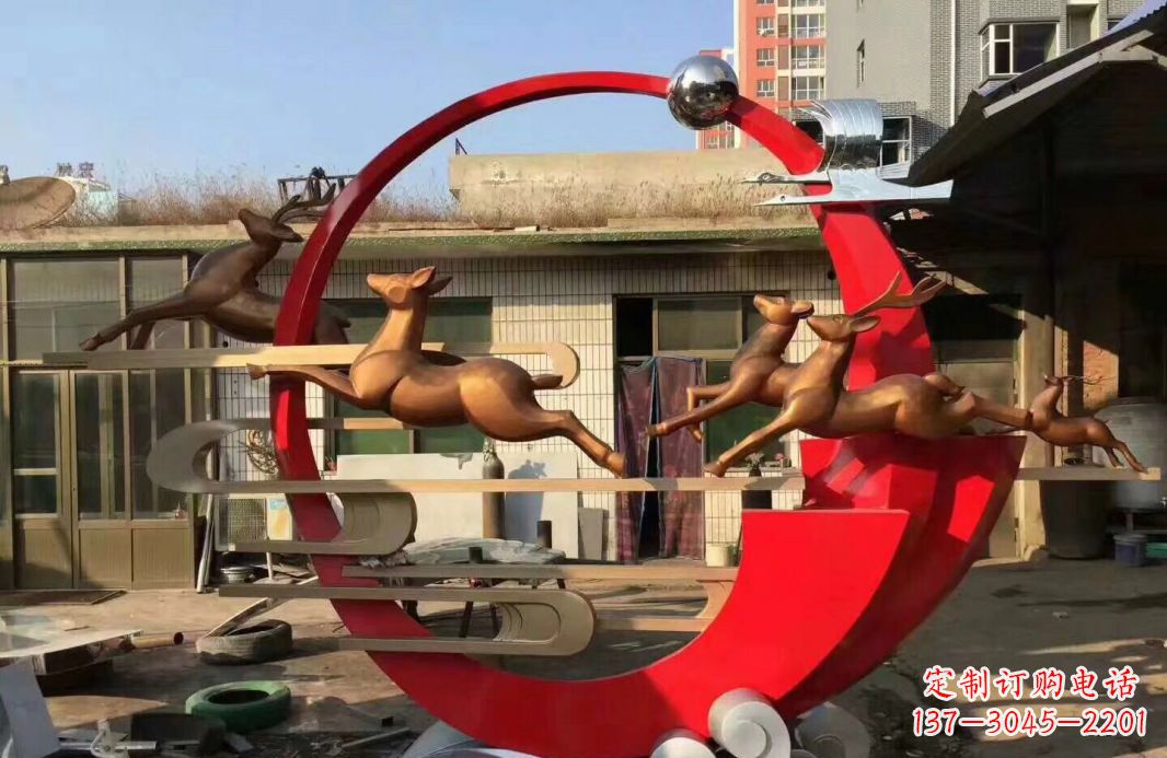 益阳高端不锈钢梅花鹿雕塑