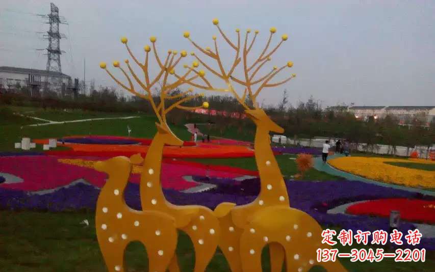 益阳不锈钢美陈动物鹿雕塑