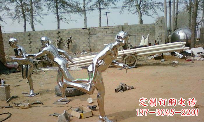 益阳精致美丽的不锈钢跑步女孩雕塑
