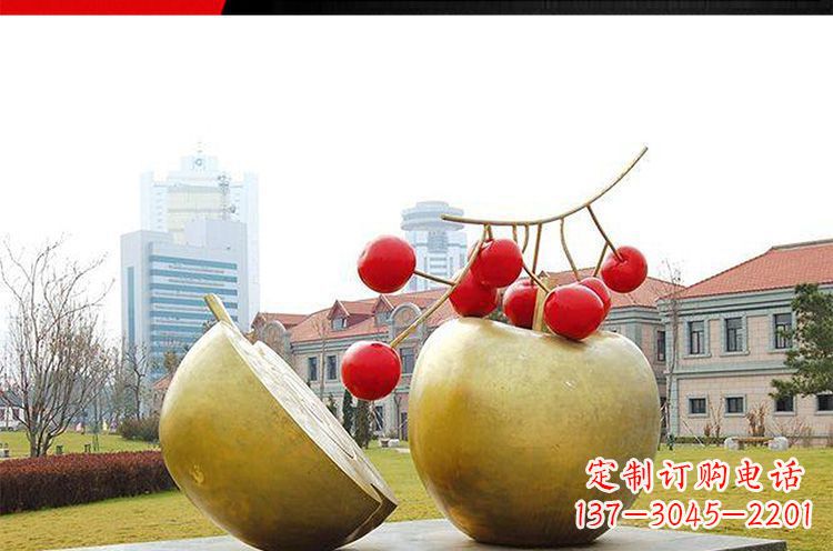 益阳公园不锈钢苹果樱桃雕塑