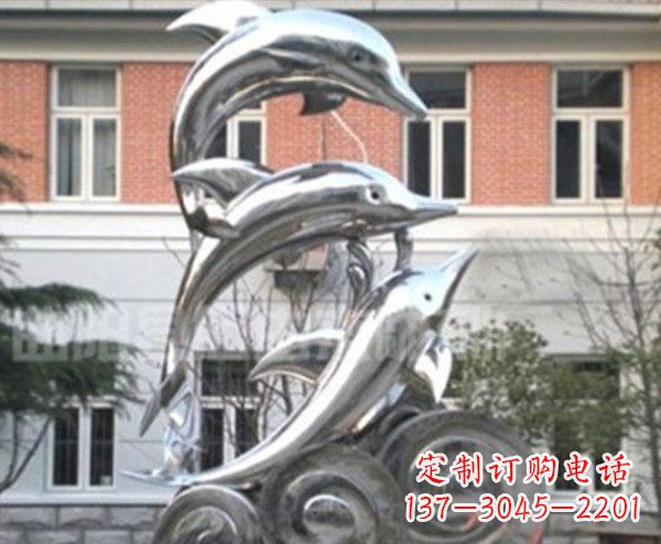 益阳跳跃海豚海浪不锈钢雕塑