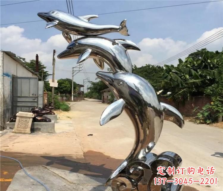 益阳冲浪海豚不锈钢雕塑