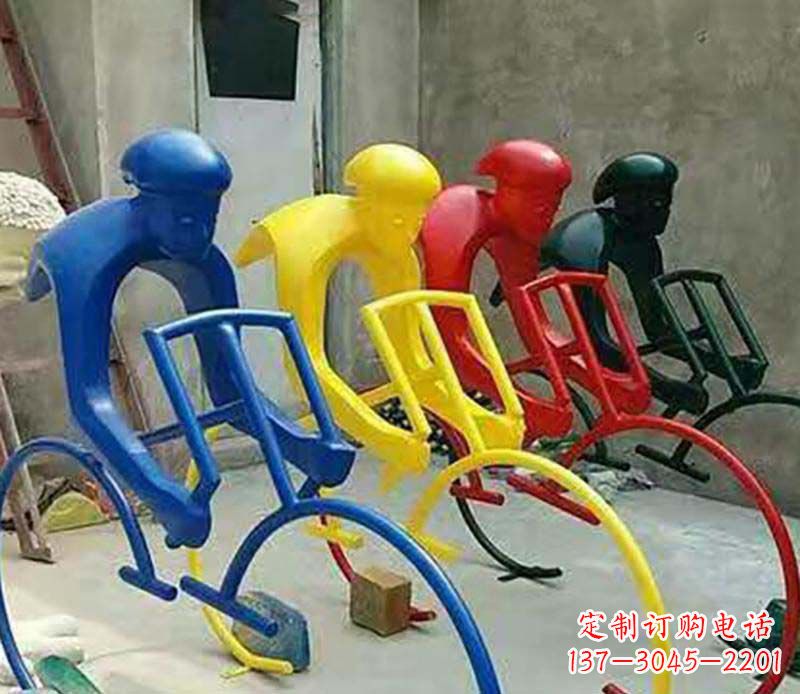 益阳不锈钢自行车运动人物景观雕塑