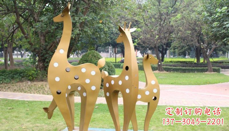 益阳彩色不锈钢梅花鹿雕塑
