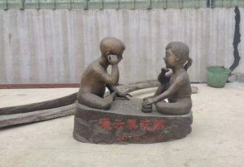 益阳精美儿童下棋铜雕