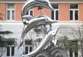 益阳跳跃海豚海浪不锈钢雕塑