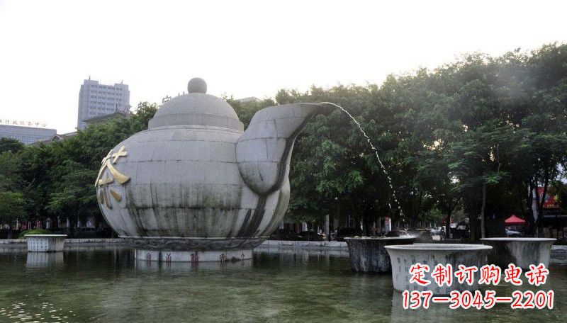 益阳精致雕塑茶壶石雕