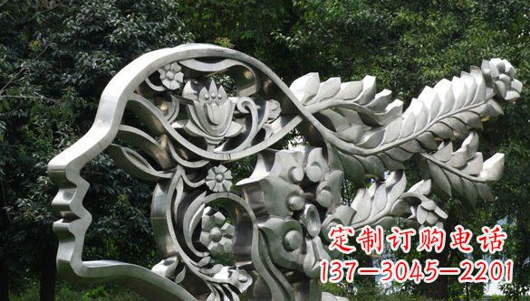 益阳高雅美貌不锈钢美女头象雕塑
