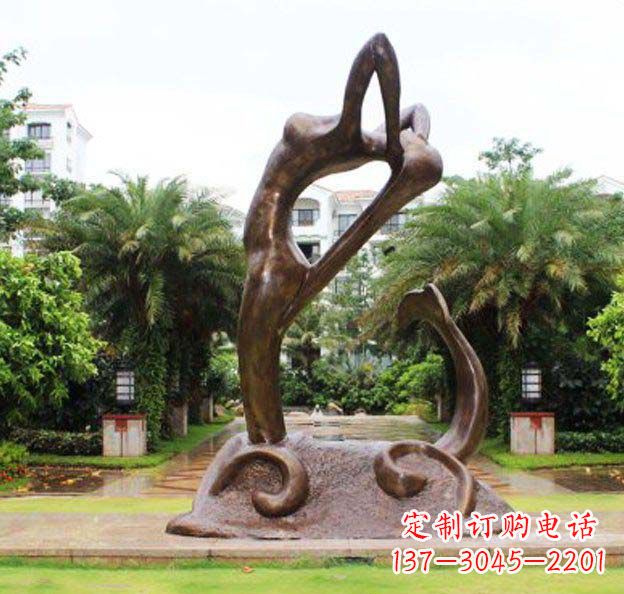 益阳公园抽象美人鱼景观铜雕