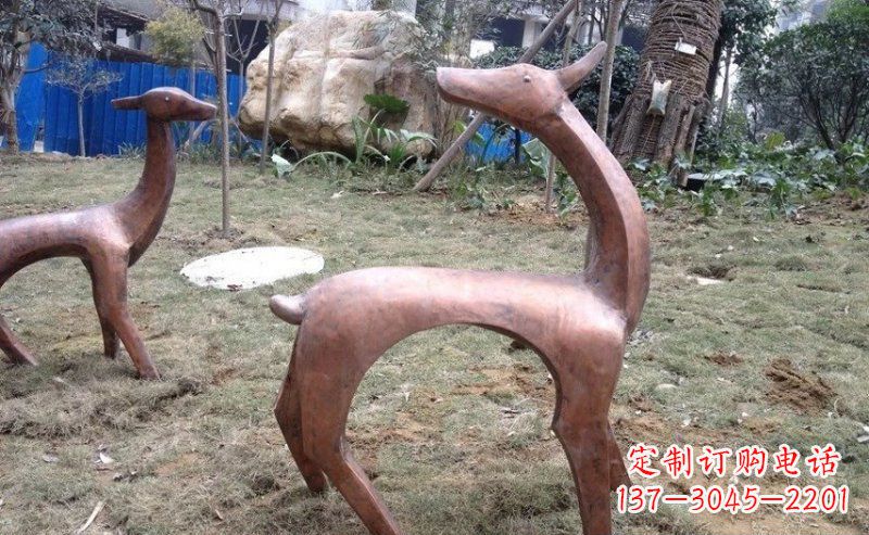 益阳公园抽象小鹿动物铜雕