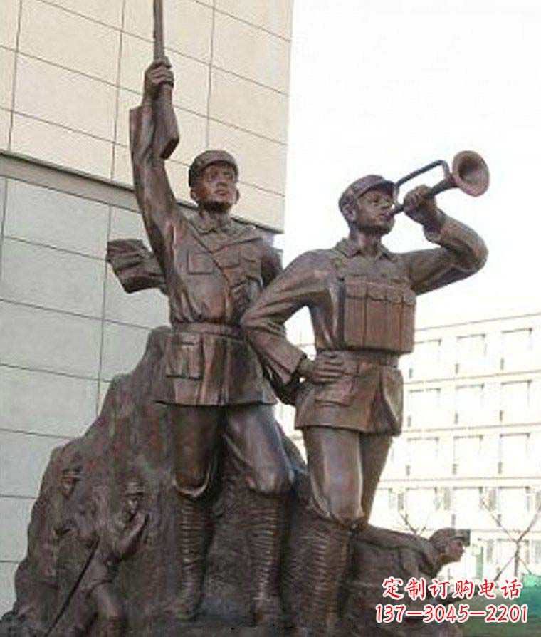 益阳革命精神熠熠冲锋号铜雕
