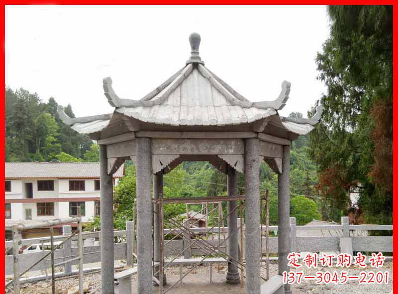 益阳精美大理石六角石凉亭雕塑