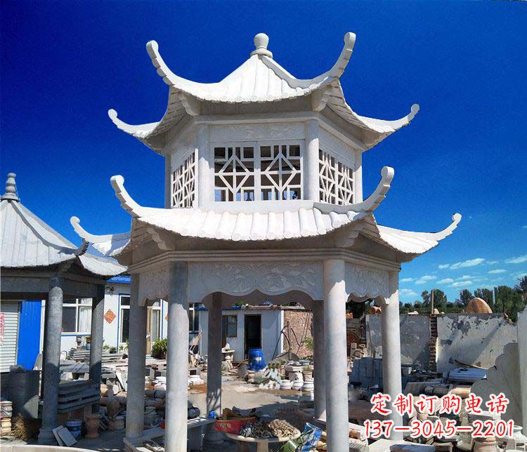 益阳大理石双层凉亭雕塑