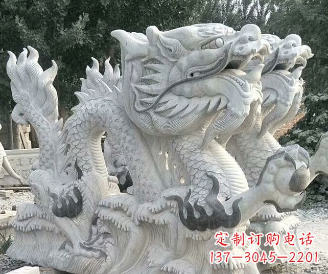 益阳优雅古典大理石生肖龙雕塑