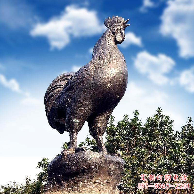 益阳威风凛凛的大型铸铜酉鸡雕塑
