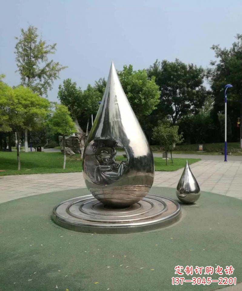 益阳电镀不锈钢水滴雕塑
