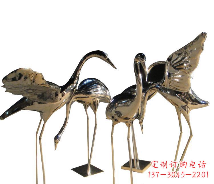 益阳三角中国领雕塑不锈钢仙鹤雕塑