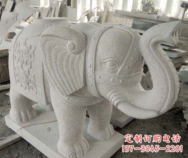 益阳公园动物大理石大象石雕 (3)