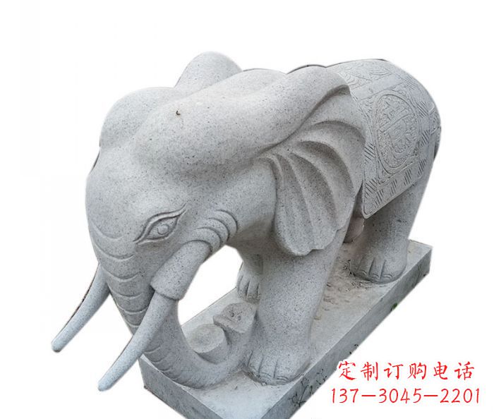 益阳公园动物大理石大象石雕摆件