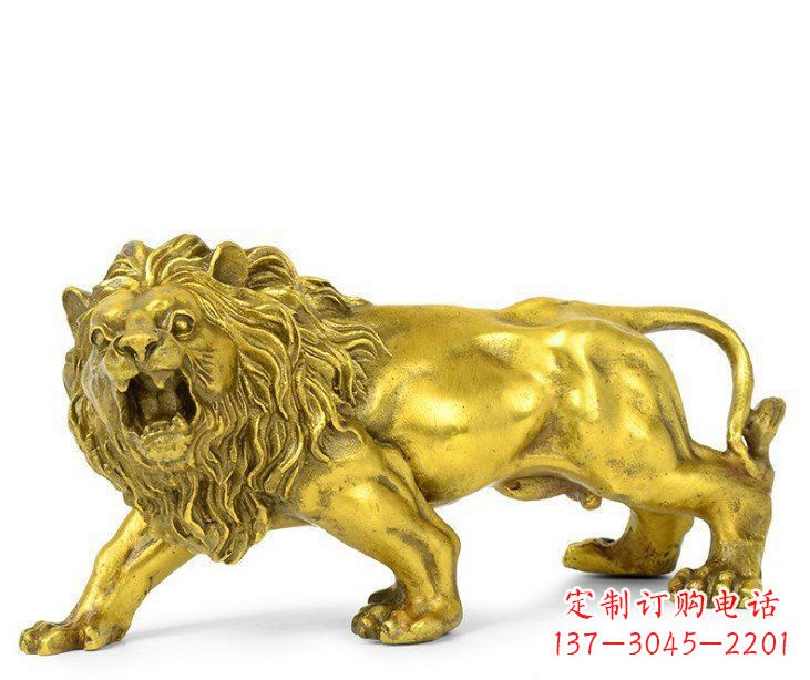益阳公园动物黄铜鎏金狮子铜雕塑