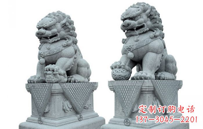 益阳雕刻精美的狮子石雕