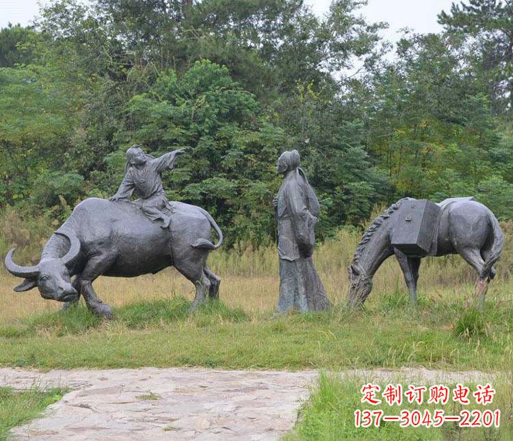 益阳杜牧小品铜雕精致雕刻,传递出朴实之美