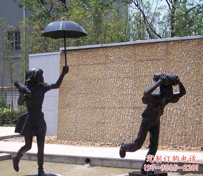 益阳抗风雨小男孩铜雕